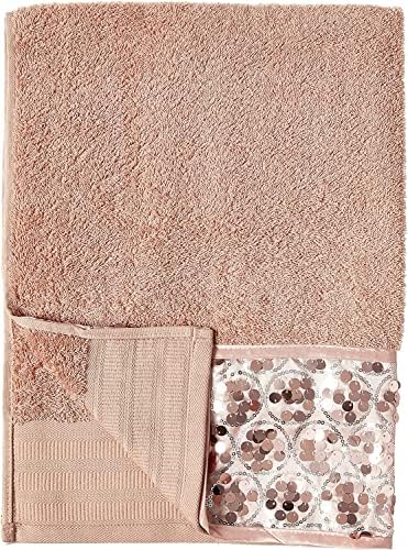 Zahari Home Sinatra Modern Bathroom Towel Set 3 Piece Towel Blush Bath Towel, Hand Towel and Wash Towel Luxury Contemporary Bling Blush Bath Towel Sets Soft Plush and Highly Absorbent