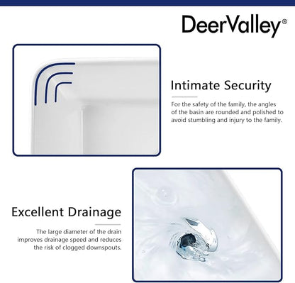 Rectangle Vessel Sink, Deervalley DV-1V0048 Liberty 16" x 12'' White Bathroom Sinks Ceramic Above Counter Sink Bowl