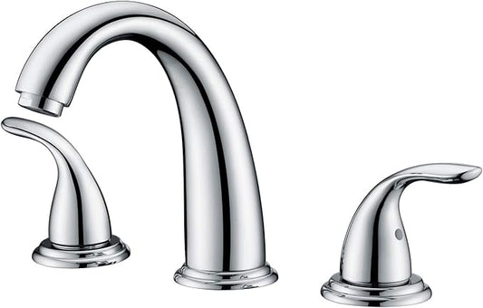 sumerain 2 Handle Widespread Roman Tub Faucet with Valve Chrome Finish, High Flow
