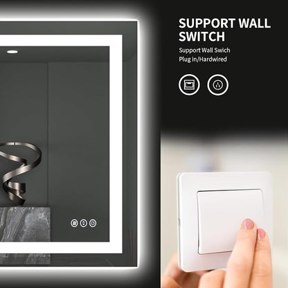 LOAAO 40"X38" LED Bathroom Mirror with Lights, UL Listed | Anti-Fog, Dimmable, 3 Color Temperature, Backlit + Front Lit, Memory Function, Tempered Glass