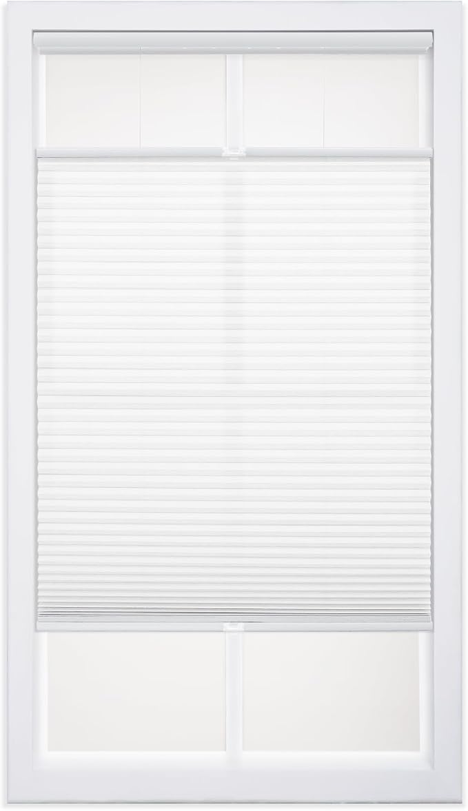 DEZ FURNISHINGS Cordless 1" Light Filtering Top Down Bottom Up Cellular Shade, 28.5"W x 72"H, White