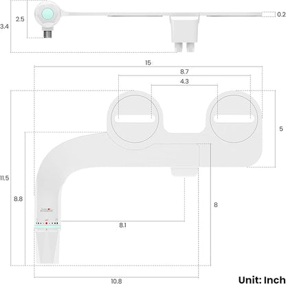 Ultra-Slim Dual-Nozzle Bidet Attachment - Adjustable Cold Water Pressure, Stainless Steel, Hygiene Upgrade,Non-Electric Bidet，Fluorescent White (Fluorescent White)