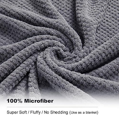Smuge 2 Piece Hand Towels Set,100% Microfiber - Quick Dry, Thick, Soft, Plush and Highly Absorbent Luxury Hotel & Spa Bath Towel for Bathroom, Pack of 2 (Gray)