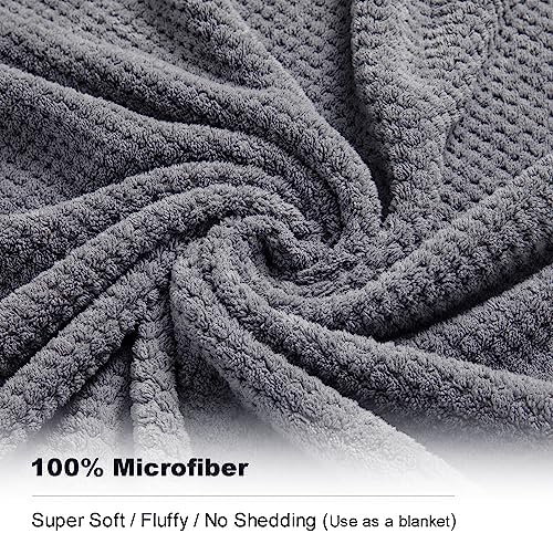 8-Piece Gray Bath Towel Set, 2 Extra Large Bath Towel Sheets, 2 Hand Towels and 4 Washcloths - Highly Absorbent Quick Dry Microfiber,Ultra Soft Towel Set for Bathroom, Waffle Weave Design, Pack of 8