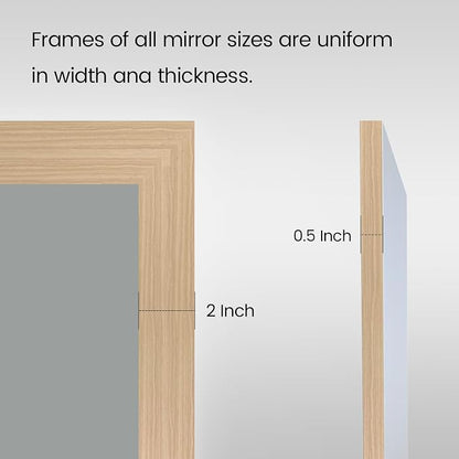 Bathroom Mirror, 20" X30" (Oak Wood Grain) | Metal Frame Mirror for Wall, HD Reflection, Anti-Rust, Horizontally/Vertically, Suitable for Bathroom, Farmhouse, Entryway