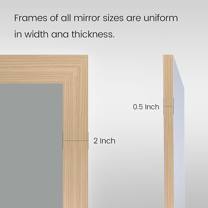 Bathroom Mirror, 60" X40" (Oak Wood Grain) | Metal Frame Mirror for Wall, HD Reflection, Anti-Rust, Horizontally/Vertically, Suitable for Bathroom, Farmhouse, Entryway