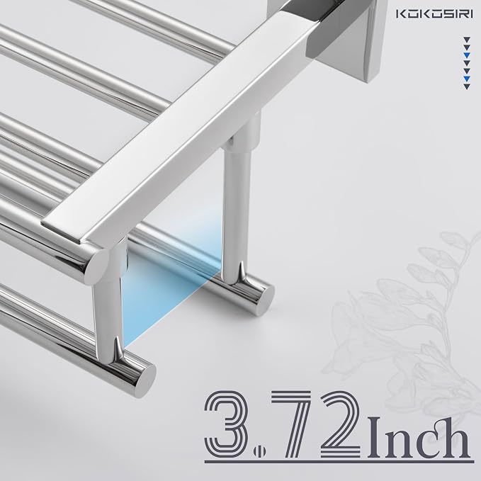 KOKOSIRI Bathroom Towel Rack Towel Holder 32 Inches Bath Towel Shelf with Double Towel Bars Wall Mounted, Polished Chrome Stainless Steel B6005CH-L32