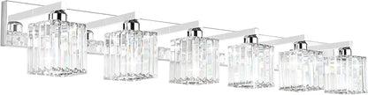 Aipsun Bathroom Vanity Light Fixtures 6 Light Chrome Vanity Light for Bathroom Crystal Vanity Lighting Fixtures (Exclude Bulb)