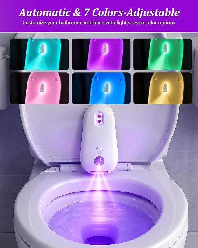 Toilet Light Self Cleaning UV Sanitizer and Nightlight Inside Motion Activated Bowl Face Dispenser Bathroom Finds Sensor Rechargeable Accessories Home UV-C Smart Room Haves Touchless