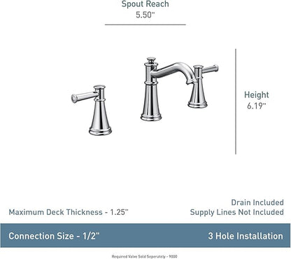 Moen T6405NL Belfield Two-Handle 8-Inch Widespread Bathroom Faucet Trim Kit, Valve Required, Polished Nickel