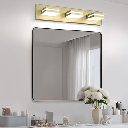 OKELI 5-Light Bathroom Vanity Light Gold Modern LED Vanity Light Over Mirror Dimmable Mirror Front Lamp with 350° Adjustable Lamp Head ETL Listed 32W 6000K Cold White