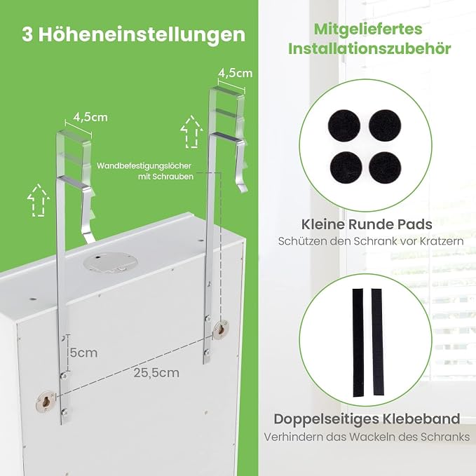 Hanging Jewellery Cabinet, Sail Cabinet with LED Lighting, Mirror and 6 Drawers, Wall Cabinet for Door and Wall Mounting, Jewellery Cabinet for Jewellery & Cosmetics Storage, White