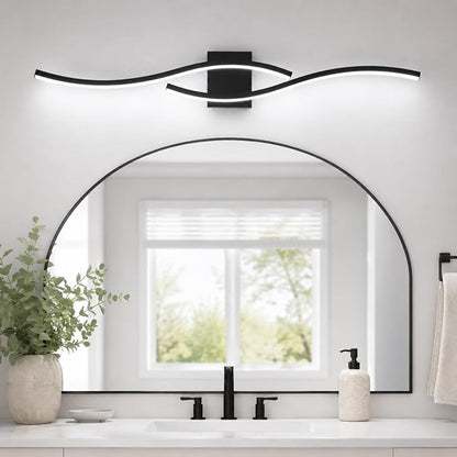 Modern Vanity Lights Dimmable Bathroom Light Fixtures Over Mirror Bathroom LED Vanity Light for Bathroom Living Room (Black,39.37Inch,5500K)
