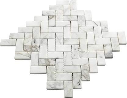 MSI Calacatta Cressa Herringbone Honed Marble Tile for Kitchen Backsplash, Wall Tile for Bathroom, Accent Wall Tile, and Shower Wall Tile, Mesh-Mounted Mosaic Tile, 11.61 x 11.61, White, 10 Piece