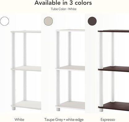 Homes: Inside + Out Apexa Modern 3-Cube Ladder Shelving Units, Collectibles Display Shelves, Easy Assembly Standing Shelf, Home Storage Organizer for Living Room, Bedroom, Office, White