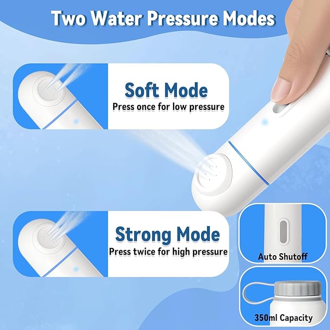 SHINKAI Portable Electric Travel Bidet, Rechargeable Handheld Peri Bottle with Dual Water Pressure Modes, 350ml Capacity Waterproof Personal Hygiene Washer for Postpartum Care, Travel & Everyday Use
