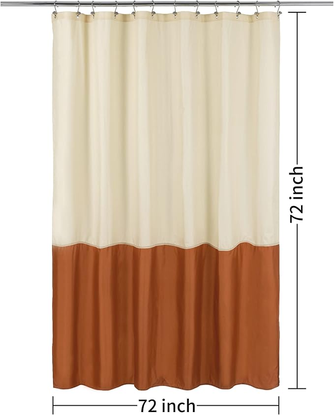 ALYVIA SPRING Waterproof Fabric Shower Curtain or Liner Cream/Orange, 72x72 | 3 Magnets, Soft Cloth & Hotel Quality, Machine Washable, Light-Weight, Standard Size