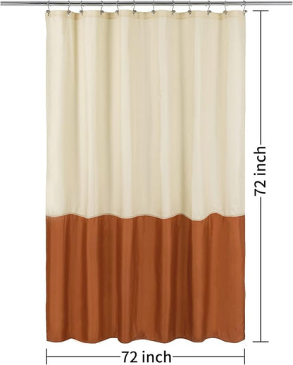 ALYVIA SPRING Waterproof Fabric Shower Curtain or Liner Cream/Orange, 72x72 | 3 Magnets, Soft Cloth & Hotel Quality, Machine Washable, Light-Weight, Standard Size