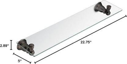Moen YB5490ORB Kingsley 20-Inch W x 5-Inch D Decorative Bathroom Vanity Glass Shelf,, Oil Rubbed Bronze