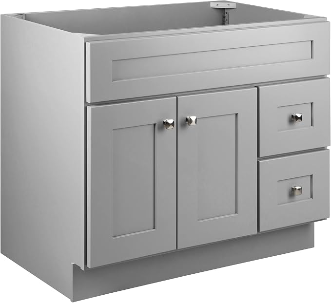 Design House Brookings Bathroom Vanity, 36", Gray | Adjustable Hinges, Freestanding, Contemporary/Modern, Wood, Bath, 587097