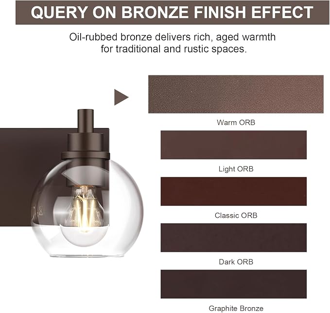 IZORRO Bathroom Light Fixtures, 3-Light Oil Rubbed Bronze Vanity Light, Modern Wall Sconces with Globe Clear Glass Shade, Vanity Lighting Fixtures Over Mirror,E26 Bulb Socket