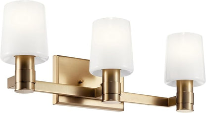 Kichler Adani 3-Light Vanity, Modern Light with Opal Glass in Champagne Bronze, Bathroom or Powder Room (8.25" x 24"), 55176CPZ