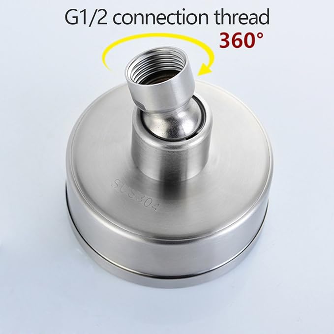 CIENCIA Shower Head Stainless Steel Rainfall High Pressure Fixed Showerhead 360°Adjustable Shower Head for Bathroom, 3 Inch, BD141S