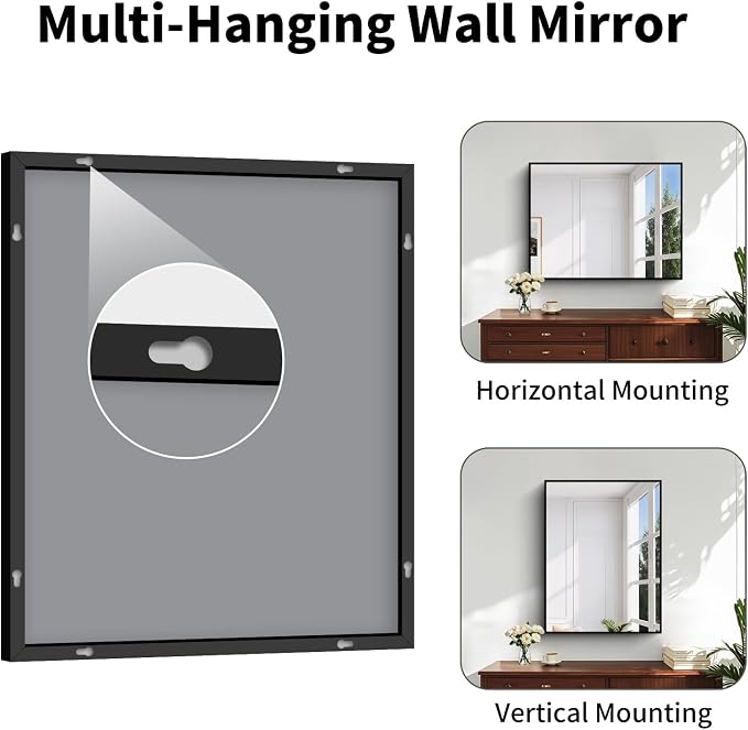 Koonmi Black Bathroom Mirror for Over Sink,Metal Framed 36"x24" Wall Mirror