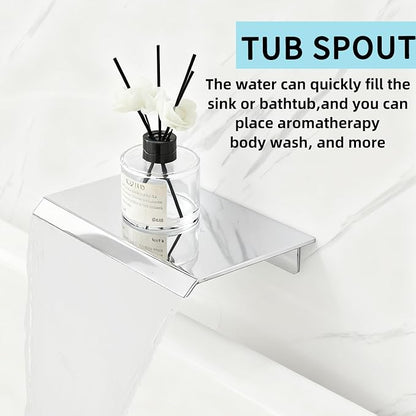 10 Inch Shower Faucet Set, Ceiling Mounted Rainfall Shower System with High Pressure Handheld Shower Head, Bathroom Mixer Rough-in Valve and Trim Shower Kit, Polished Chrome, with Tub Spout