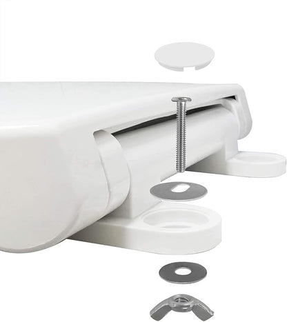 CYRRET Elongated Toilet Seat Slow Close, Easy to Install and Clean, Durable Plastic, White, Replacement Toilet Seats, Fits Standard Elongated, Obling or Oval Toilets