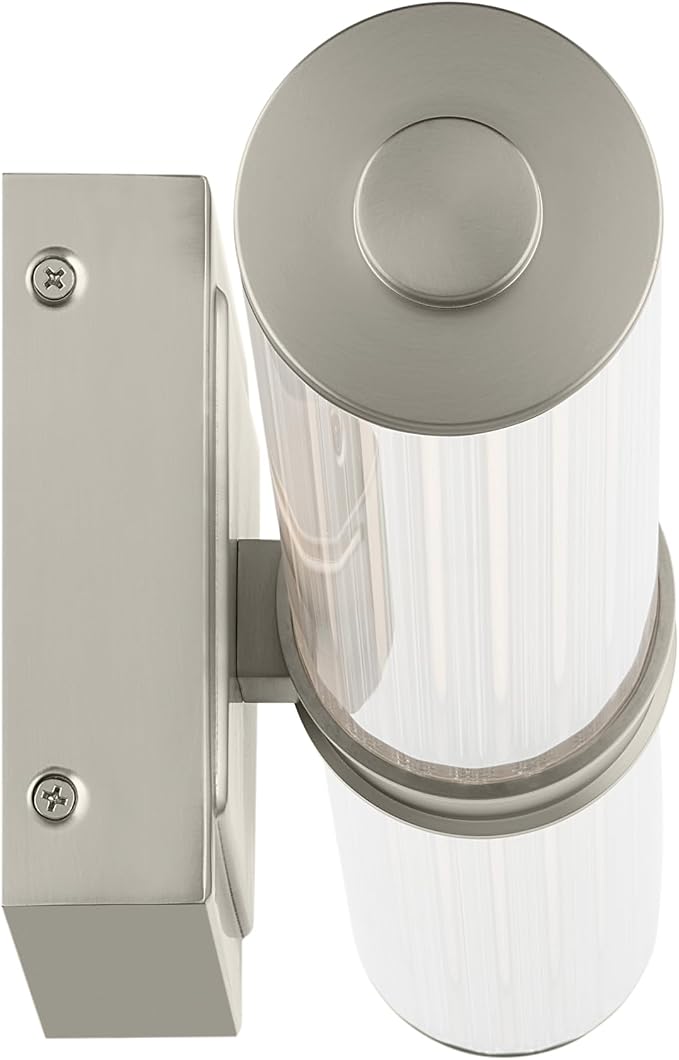 Kichler Laurene LED Bath Bar Light, Brushed Nickel | Linear vanity light with clear fluted glass for bathroom mirrors (31" x 5"), 55197NILED