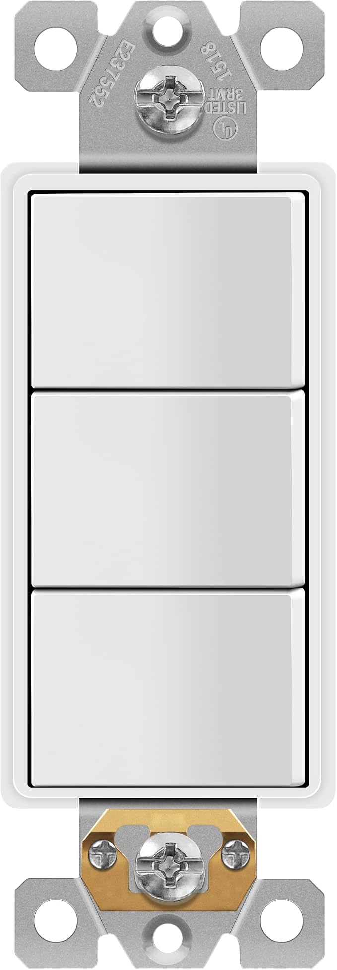 Broan-NuTone BHFLED110 PowerHeat Bathroom Exhaust Fan, 110 CFM & ENERLITES Triple Paddle Rocker Combination Decorator Switch, White