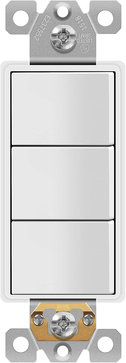 Broan-NuTone BHFLED110 PowerHeat Bathroom Exhaust Fan, 110 CFM & ENERLITES Triple Paddle Rocker Combination Decorator Switch, White
