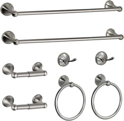 8 Pieces Bathroom Hardware Set Brushed Nickel Adjustable Expandable Towel Bars Towel Ring Wall Mount Toilet Paper Holder Towel Hooks Towel Racks Hand Towel Holder Bathroom Accessory Set