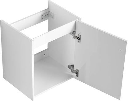 Malwee 18" Floating Bathroom Vanity with Sink, 18 inch Modern White Wall Mounted Bathroom Cabinet Combo for Small Space, Narrow Bath Wall-Hung Vanity Set with 1 Ceramic Basin and 1 Door(18gwh)