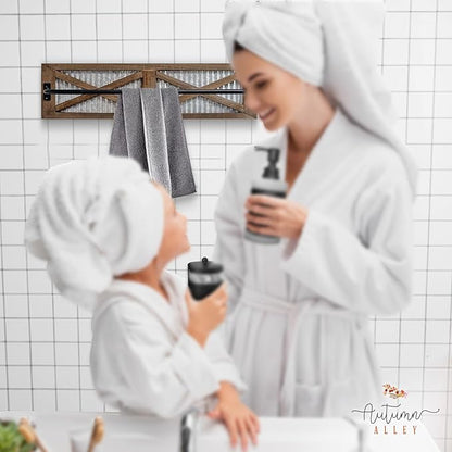 Autumn Alley Farmhouse Rustic Towel Rack Holder - Wood Towel Rack - 24" - Farmhouse Bathroom Hardware for Rustic Bathroom and Country Kitchen Style Décor - Wall Mounted, Western Accessories