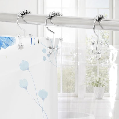 Extra Long 3 in 1 Shower Curtain Set, 72x84 | Extra Long 3 in 1 Shower Curtain Set, PEVA Liner Set & 12 Double Sided Steel Hooks, Waterproof Fabric Bathroom Curtain