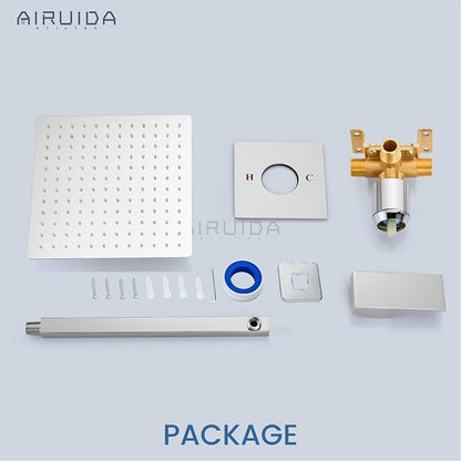 Airuida Shower Faucet Set,10 Inch Shower Valve Kit,Chrome Polish | Male Threads,Rough-in Valve Shower Trim Kit,Single Handle Control Shower Set