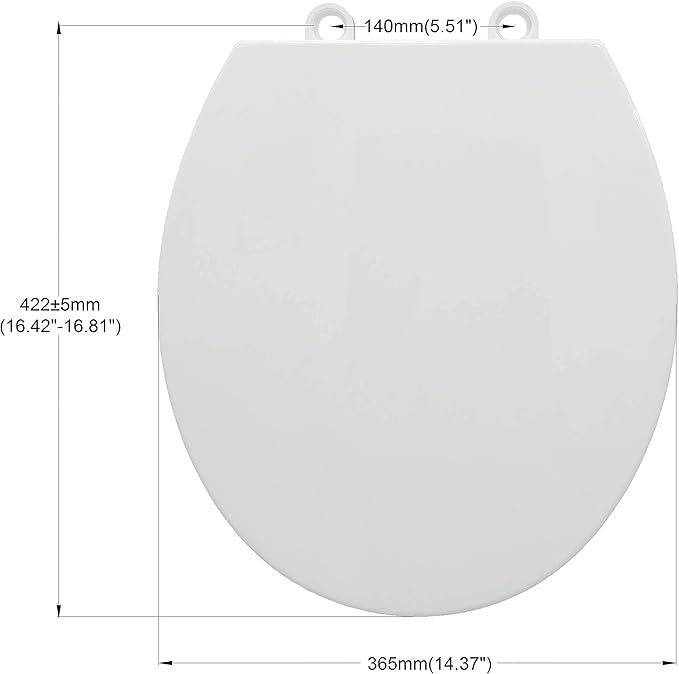 CYRRET Toilet Seat Round with Lid, Slow Close, Easy to Install and Clean, Durable Plastic, White, Replacement Toilet Seats, Fits Standard Round Toilets Bowl