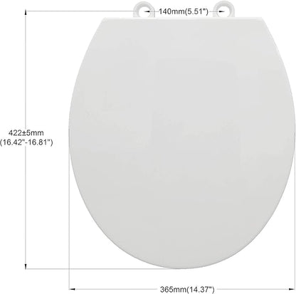 CYRRET Toilet Seat Round with Lid, Slow Close, Easy to Install and Clean, Durable Plastic, White, Replacement Toilet Seats, Fits Standard Round Toilets Bowl
