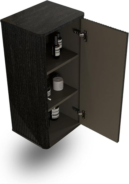 Floating Bathroom Side Cabinet, Wall Mounted Modern Storage Cabinet for Small Space, Apartment, Hotel, Brushed Black Oak, Fully Assembled - Camellia Collection