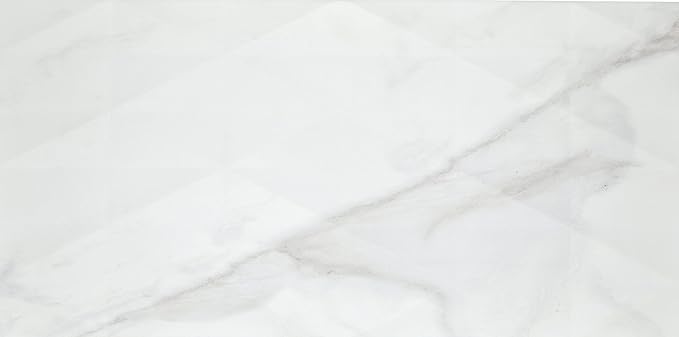 Daltile Perpetuo 12" x 24" Marble Look Ceramic Multi-Geometric Wall Tile in Satin Brilliant White for Kitchen Backsplashes, Living Room or Bathroom Walls | (8 PC Per Carton) (15.52 SQFT Per Carton)
