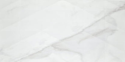Daltile Perpetuo 12" x 24" Marble Look Ceramic Multi-Geometric Wall Tile in Satin Brilliant White for Kitchen Backsplashes, Living Room or Bathroom Walls | (8 PC Per Carton) (15.52 SQFT Per Carton)