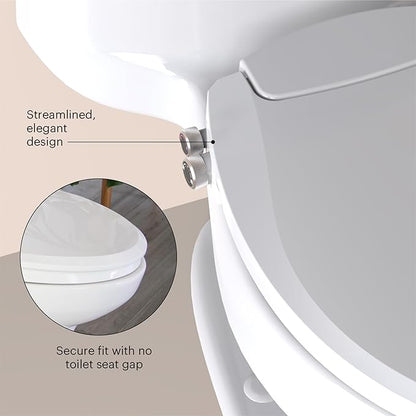Brondell Bidet Toilet Seat, Non-Electric Swash Ecoseat, Fits Elongated Toilets, White - Dual Temperature, Dual Nozzle System - Bidet with Easy Installation