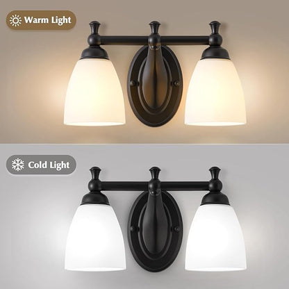 2 Lights Bathroom Vanity Light, Black Bath Vanity Light Modern Bathroom Vanity Lights Vintage Style for Living Room Cabinet Bedroom About Mirror