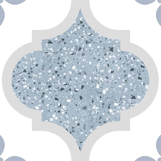Peel & Stick Tile Stickers 12 PCS Self Adhesive Backsplash Decorative Wall Stickers for Kitchen Bathroom Tile Decals Waterproof & Removable 6" x 6" Blue Terrazzo