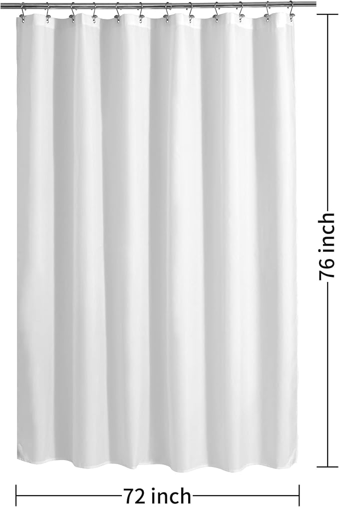 ALYVIA SPRING 72x76 Long Waterproof Fabric Shower Curtain or Liner White | 2 Magnets, Soft Cloth & Hotel Quality, Machine Washable, Light-Weight, Long Size