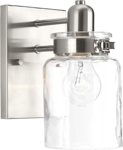 Calhoun Collection 1-Light Clear Glass Farmhouse Bath Vanity Light Brushed Nickel