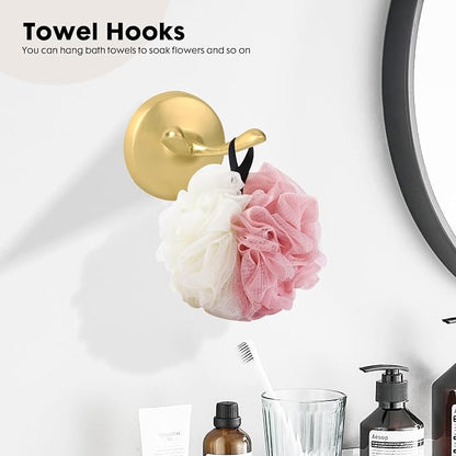 4 Piece Antique Bathroom Hardware Accessories Set Brushed Gold,24 Inch Towel Bar Set,Towel Rack Set,Bathroom Towel Holder Set