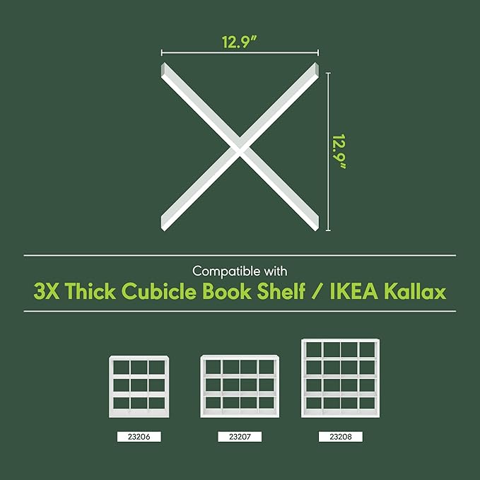 Furinno Cubicle Cube Insert, X-Shelf Cube Organizer, 3-Shelf Accessory, Fits into Furinno Triple Thick Cubes, IKEA Kallax, for Organizers and Storage, White